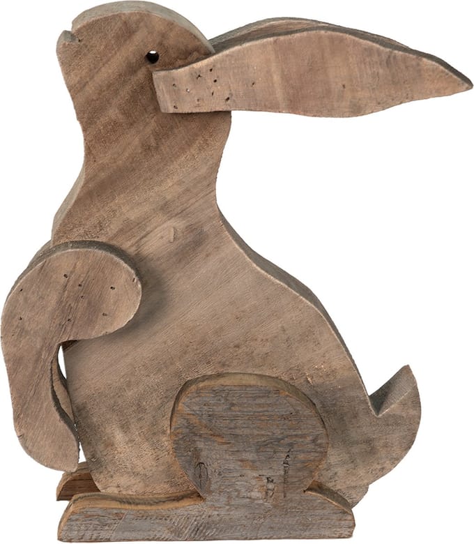 Clayre & Eef Beeld Konijn 28x11x33 cm Bruin Hout