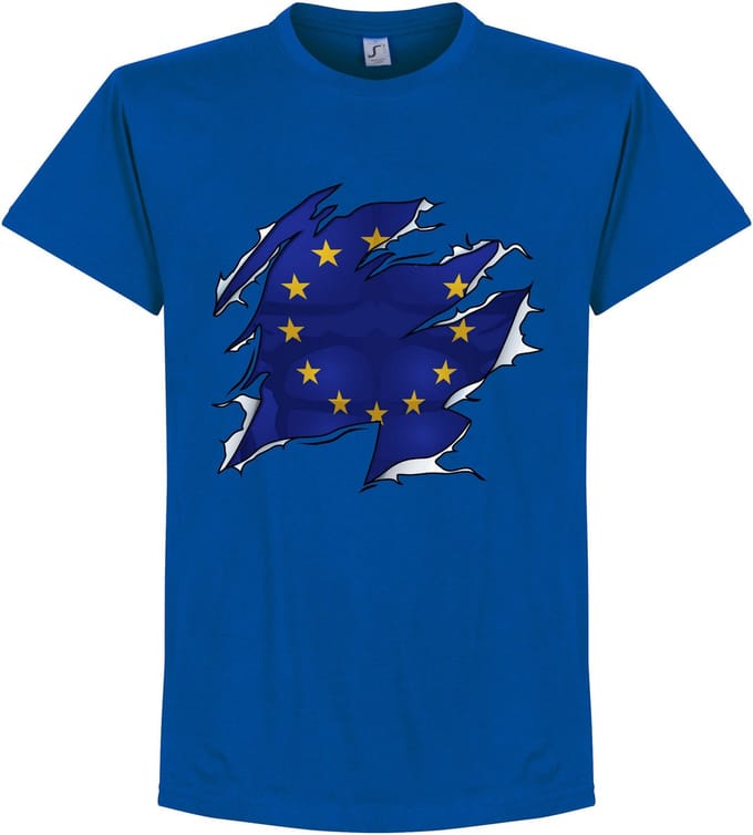 Europa Ripped Flag T-Shirt - Blauw - Kinderen - 140