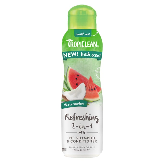 Voordeelpakket: 2x355ml TropiClean Verfrissende 2-in-1 Shampoo Conditioner Watermeloen Hond