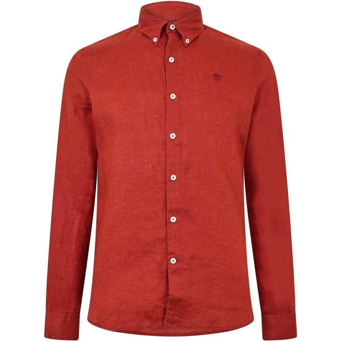 Timberland Heren Linnen Relaxed Fit Overhemd (Verbrande Henna)