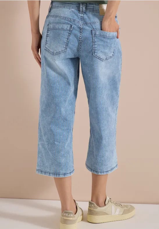 High Waist jeans met Wide Legs en strepen