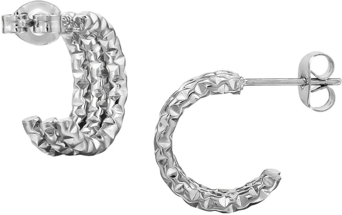 Oorbellen mit Drei Linien/Stäben und Diamantschliff aus Edelstahl