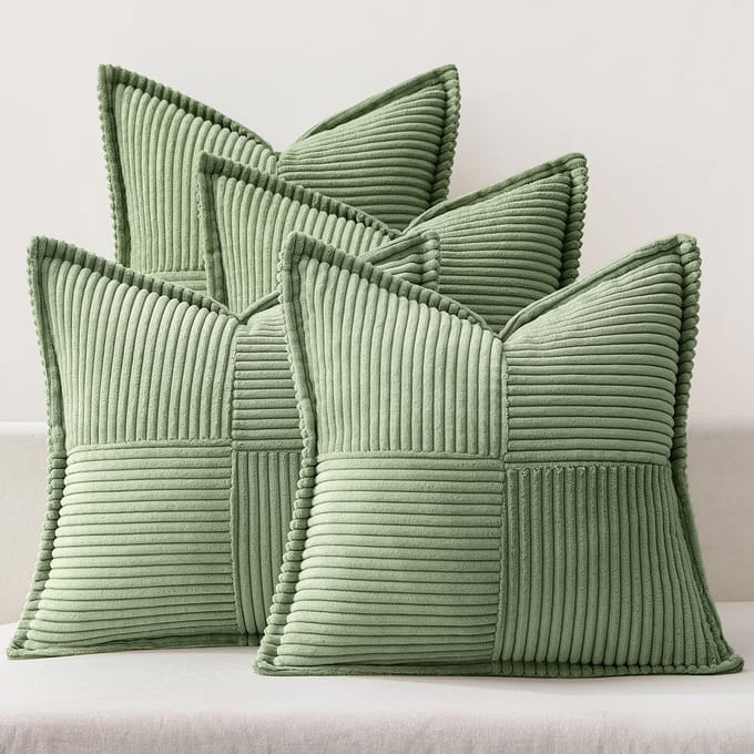 Set van 4 Decoratieve Kussenslopen 40x40 cm - Zacht Polyester Mix in Groen