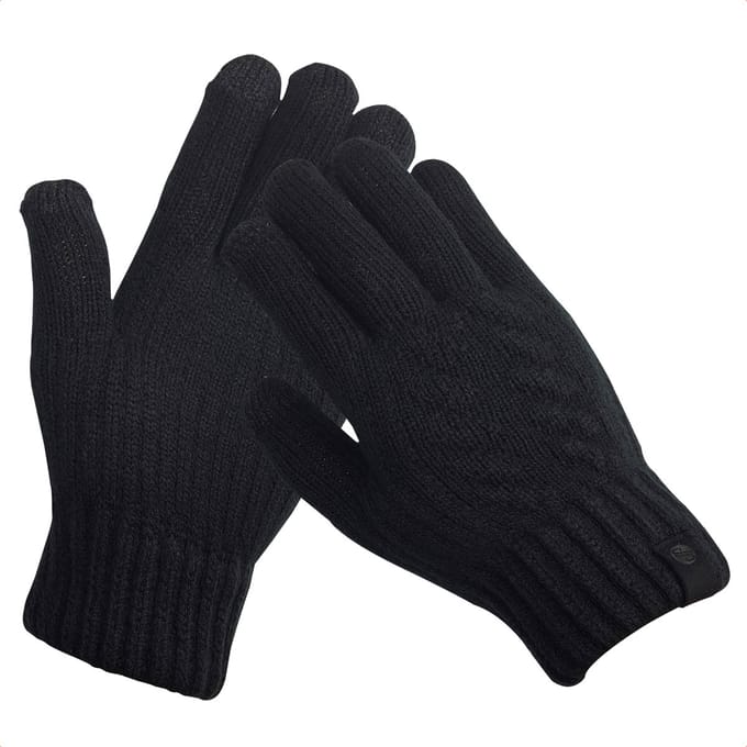 Selencia Wol Look Touchscreen Handschoenen - Vrouwen - Maat M - Zwart