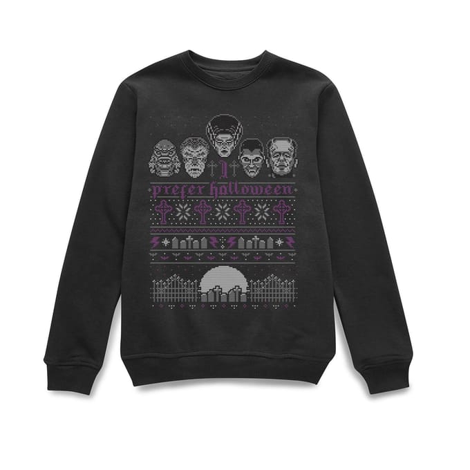 Universal Monsters I Prefer Halloween Kersttrui - Zwart - S