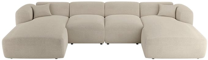Vente-unique Grote hoekbank van beige stof POGNI van Maison Céphy