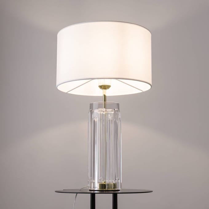 Maytoni Muse tafellamp, wit, hoogte 53 cm, textiel/glas