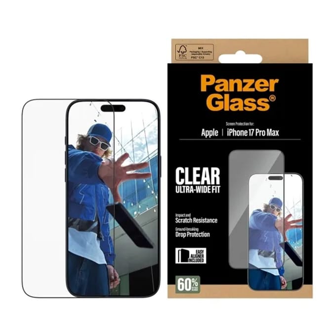 PanzerGlass Screenprotector geschikt voor Apple iPhone 17 Pro Max Glazen | PanzerGlass Ultra-Wide Fit Screenprotector - Case Friendly
