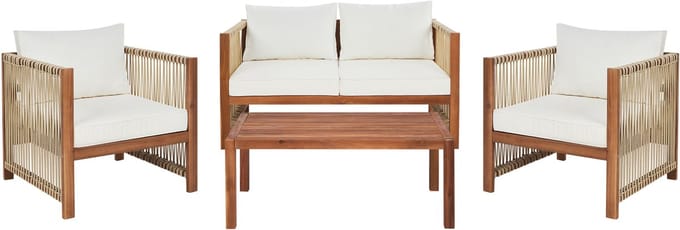 ANTRIA - Loungeset 4-zits - Lichthout/Beige - Acaciahout