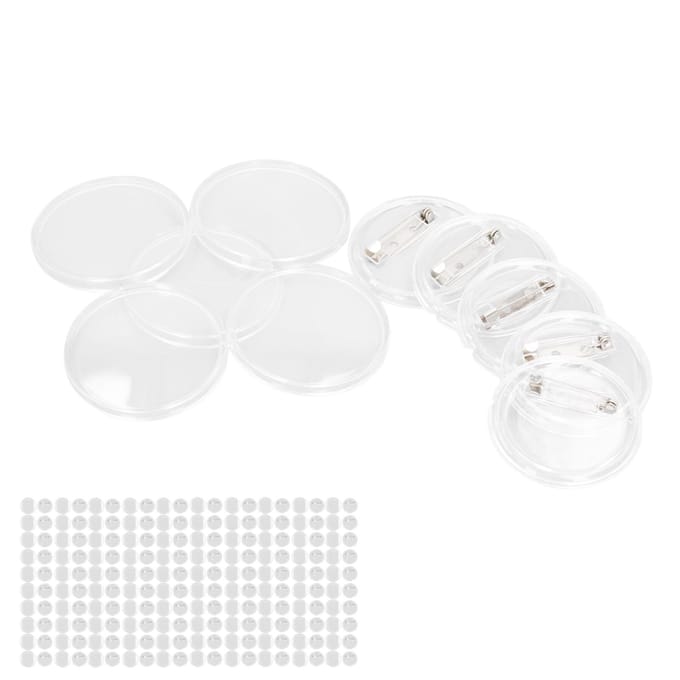 Kit de Fabrication de Badges Vierge 100 Ensembles 25 mm Transparent Résistant à l'Usure Fabrication Exquise Set de Machine à Badges Bouton pour DIY white