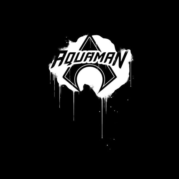 Justice League Graffiti Aquaman Men's T-Shirt - Black - S