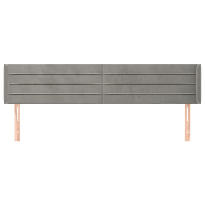 vidaXL - Hoofdbord - met - randen - 183x16x78/88 - cm - fluweel - lichtgrijs
