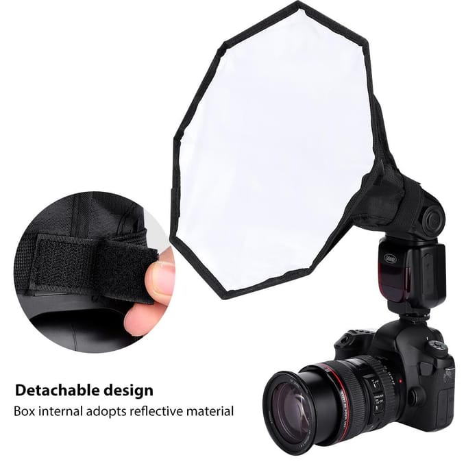 Diffuseur de boîte à lumière pour flash universel portable de 30 cm pour Speedlite externe black