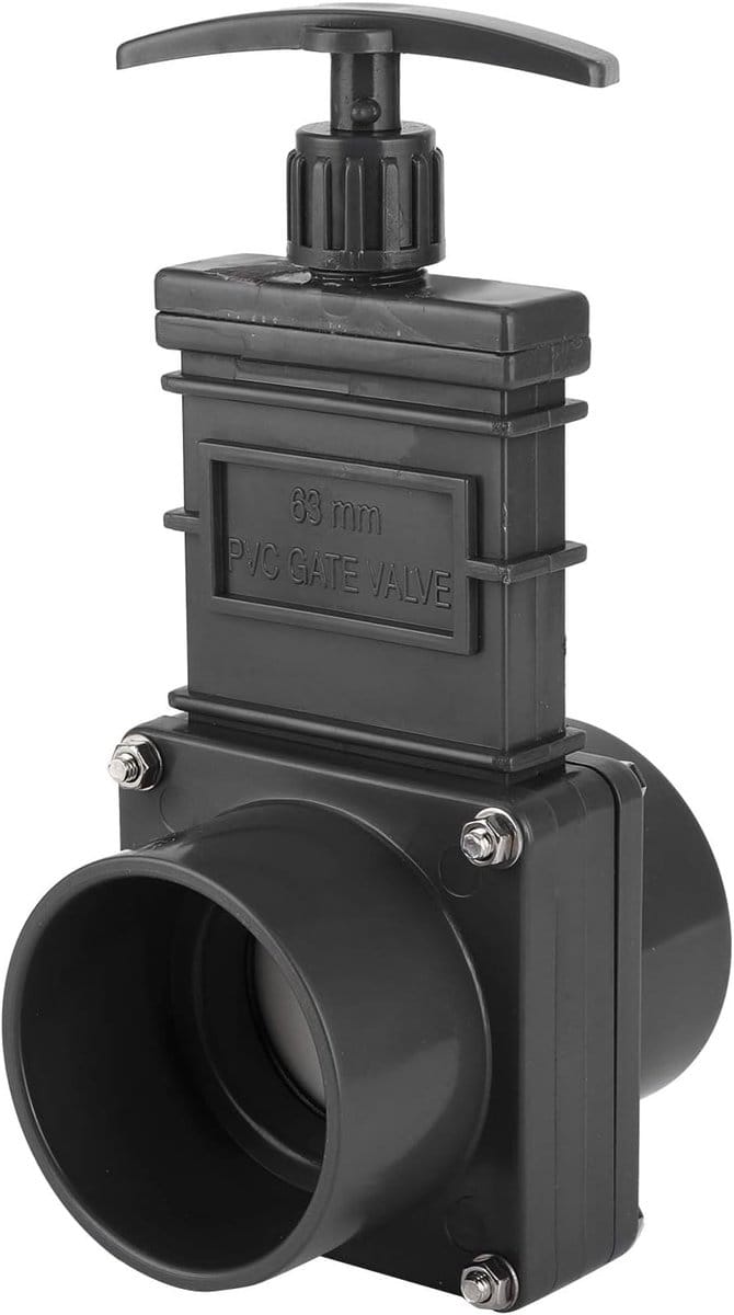 Waterpoort Afvalventiel - Riool Klep - Caravan Afvoer - Grote Diameter - 63 Mm - Zwart