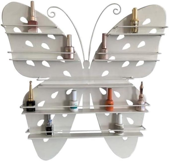 Nagellak Display Rek - Wandrek Organizer - Salon Opslag - Vlinderontwerp - 59 cm - Wit
