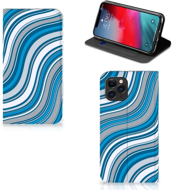 Apple iPhone 11 Pro Hoesje met Magneet Waves Blue