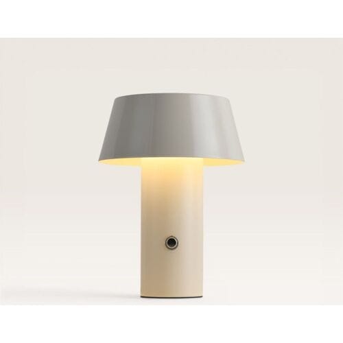 LUSENZ Cadera - Paddenstoel lamp oplaadbaar gebroken Wit 20 cm - Draadloze tafellamp - Dressoir lamp - Dimbaar - Metaal - Modern design - USB-C -
