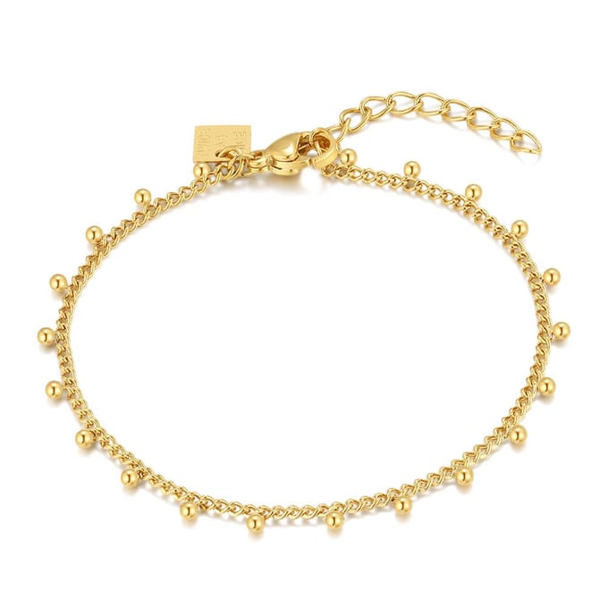 Twice As Nice Armband in goudkleurig edelstaal, bolletjes 16cm+3cm