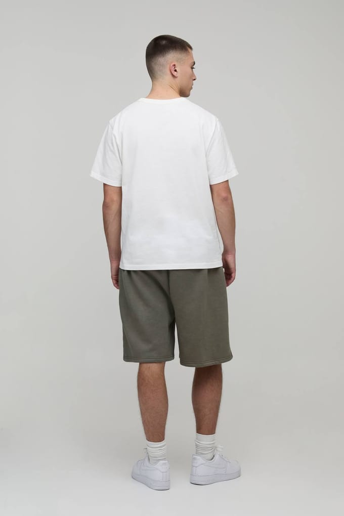 Ruimvallende Essential Gewassen Jersey Short | Washed Khaki | Size Small