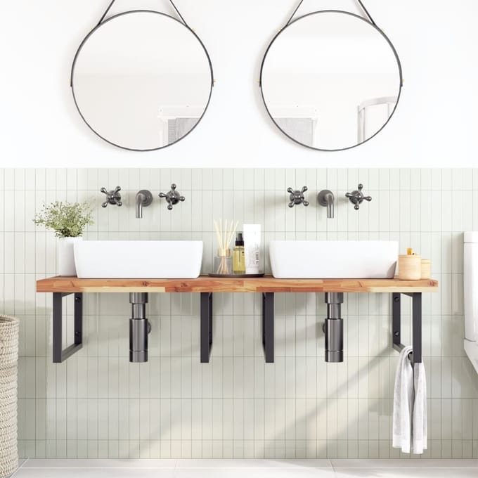 vidaXL - Wastafelblad - met - olieafwerking - 140x60x4 - cm - massief - acaciahout