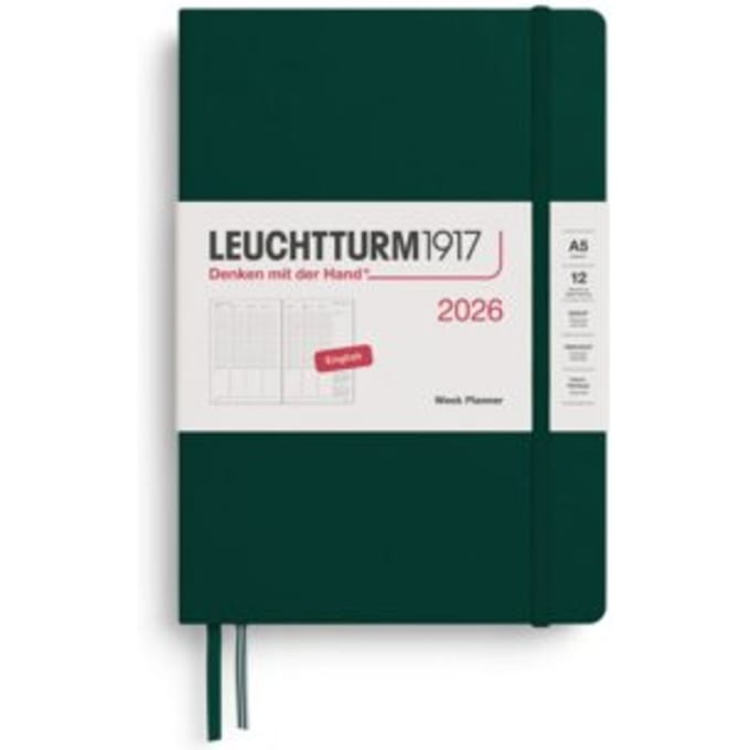 Leuchtturm1917 agenda 2026 1 week per twee pagina's verticaal, hardcover medium a5,