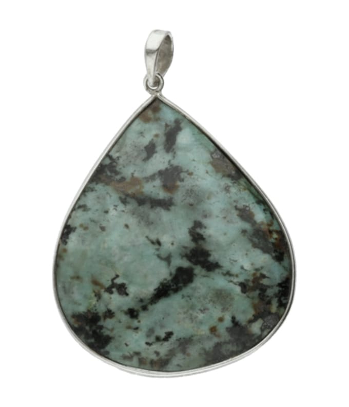 Zilveren Turkoois Turquoise edelsteen druppel groot facet geslepen hanger