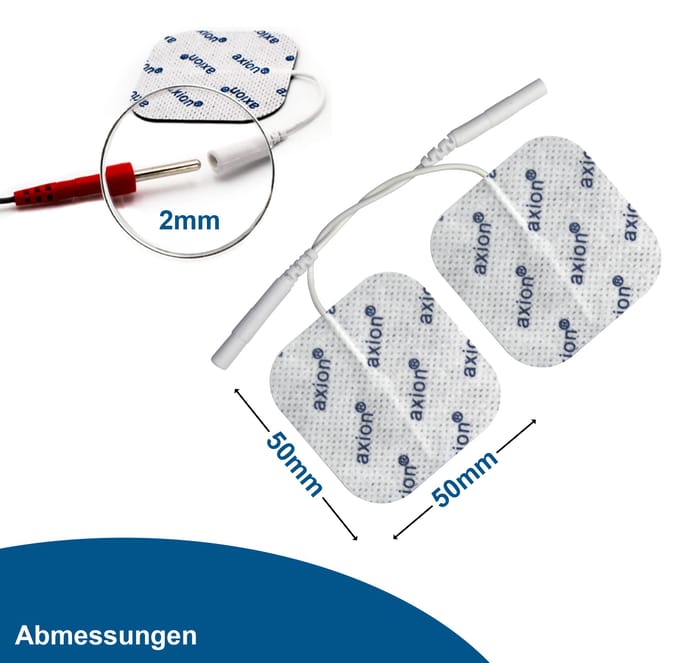 axion® - 16 TENS/EMS Mixed electroden pads - 50x50mm and 50x100mm, universele 2 mm stekker aansluiting