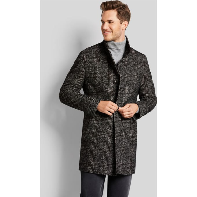 Bugatti Herren Jas met opstaande kraag en ruitpatroon