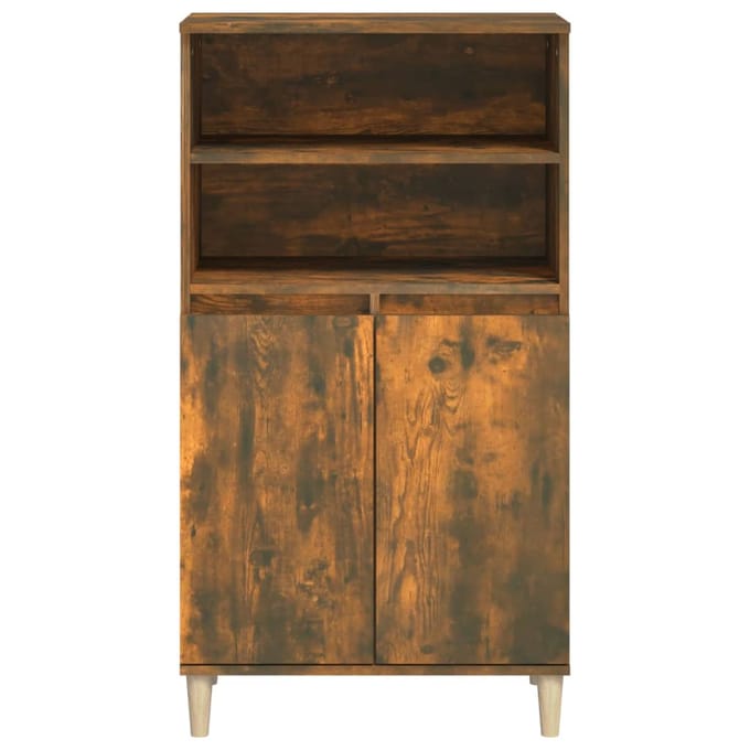 vidaXL - Hoge - kast - 60x36x110 - cm - bewerkt - hout - gerookt - eikenkleurig