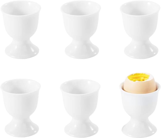 Eierdopjes Set - Ontbijt Houder - Stijlvol Serveren - Stapelbaar Ontwerp - Set van 6 - Wit