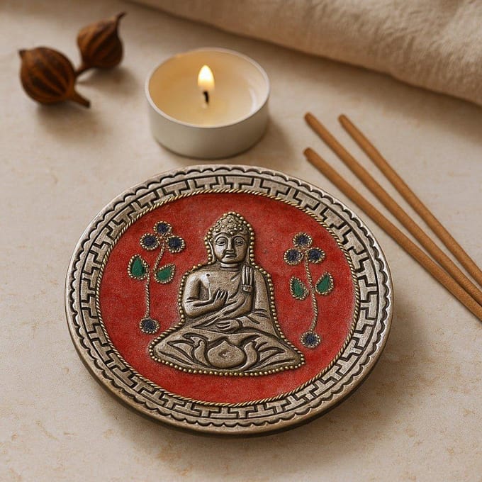 Boeddha Rode Decoratieve Wierookhouder 10cm