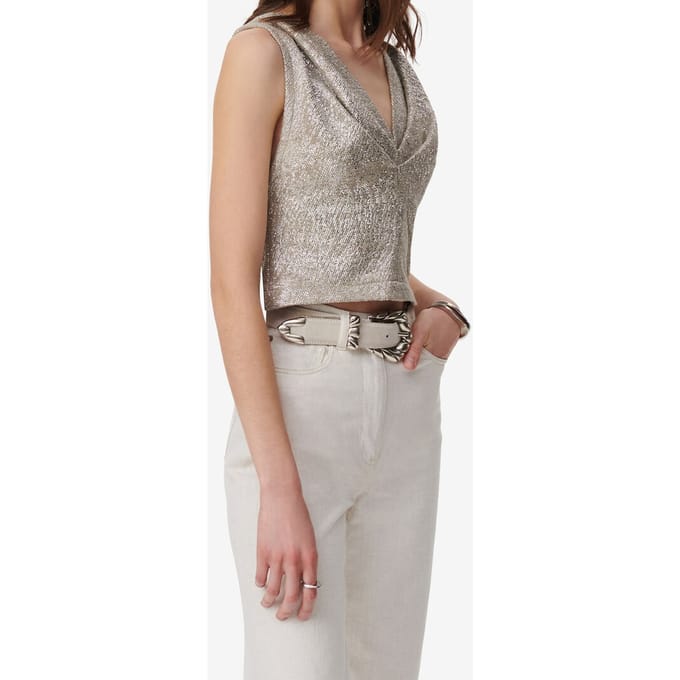 IRO Paris Samira Top Taupe / Silver Größe: 38 | Blusen Outlet | Damen | Schwarz