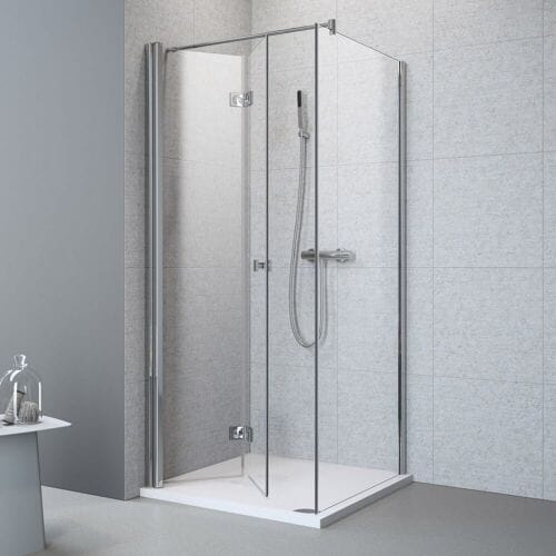 Megabad Profi Collection Planplus folding wall with side wall 80 x 80 x 195 cm stop left MBPPFWSS80L