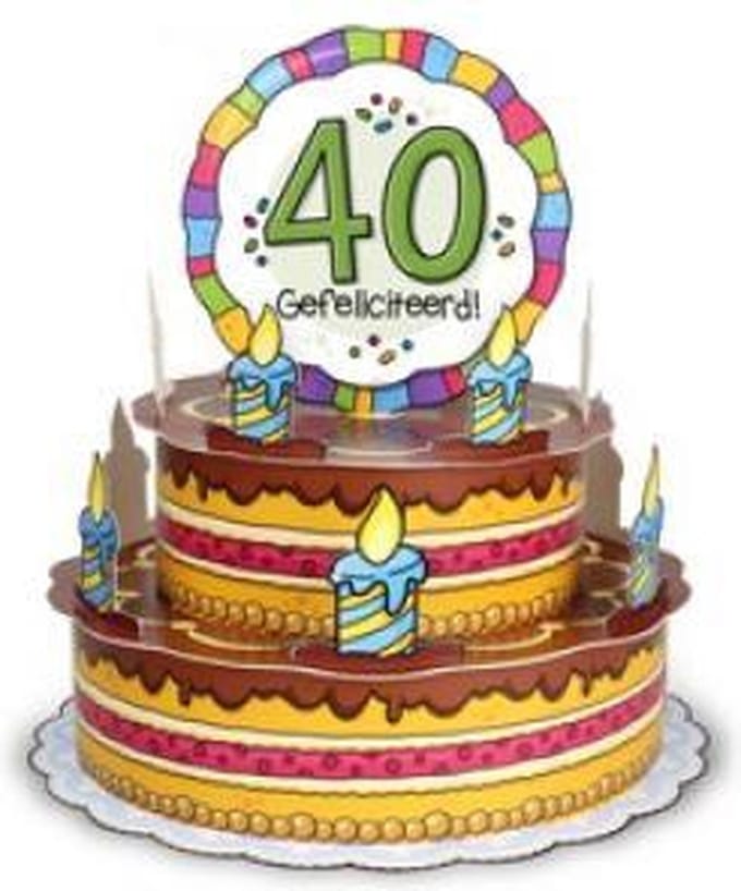 Jumbo 3d wenskaart - taart 40 - met envelop