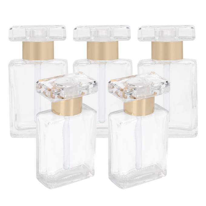 5 stuks Transparant Glas Lege Etherische Olie Fles Reizen Draagbaar Herbruikbare Parfumfles Goud