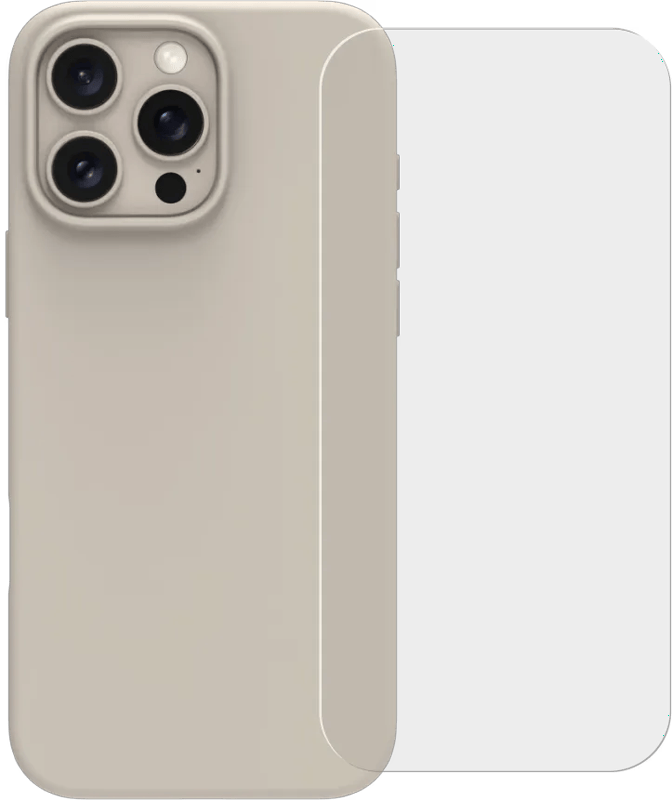 BlueBuilt Back Cover iPhone 16 Pro Max Beige + Screenprotector Glas