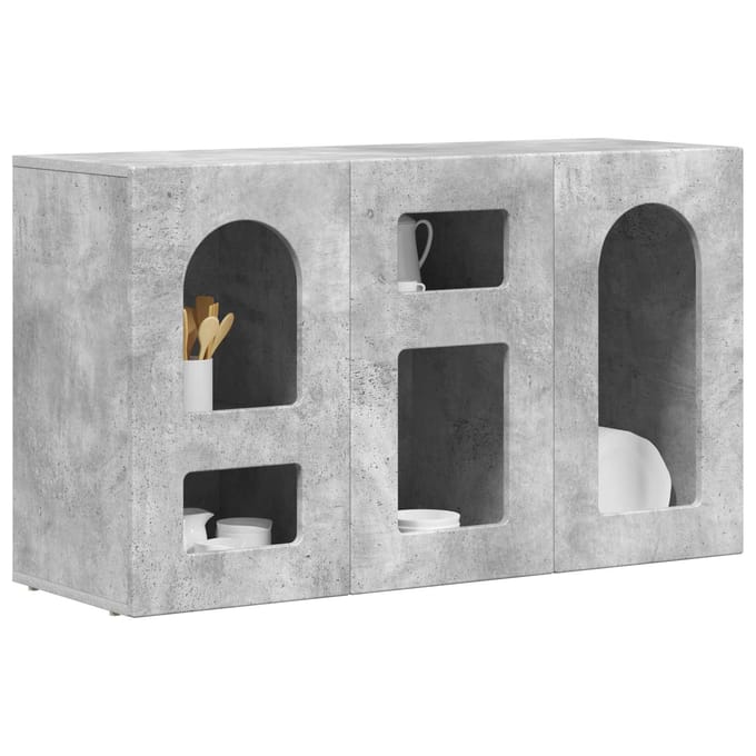 vidaXL - Dressoir - ELST - Beton - Grijs - 100 - x - 35 - x - 59 - cm - Bewerkt - hout