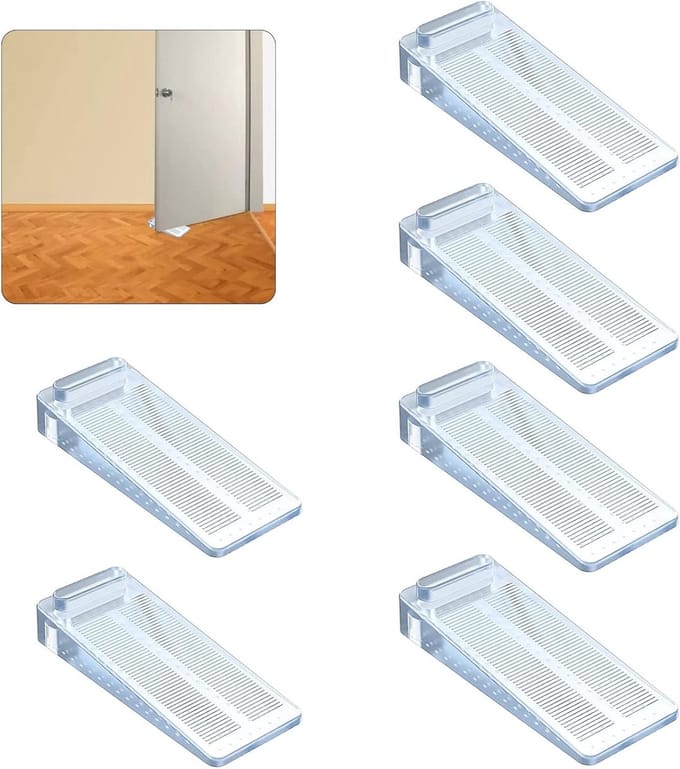 Set van 6 Hoogte Verstelbare Deurstoppers van Rubber - Antislip Wedge voor Balkon, Badkamer en Kinderkamer Deuren