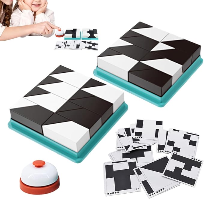 Puzzelblokken Set - Educatief Speelgoed - Tafelactiviteit Kind - Met Opbergbak - 26x26x5.5cm