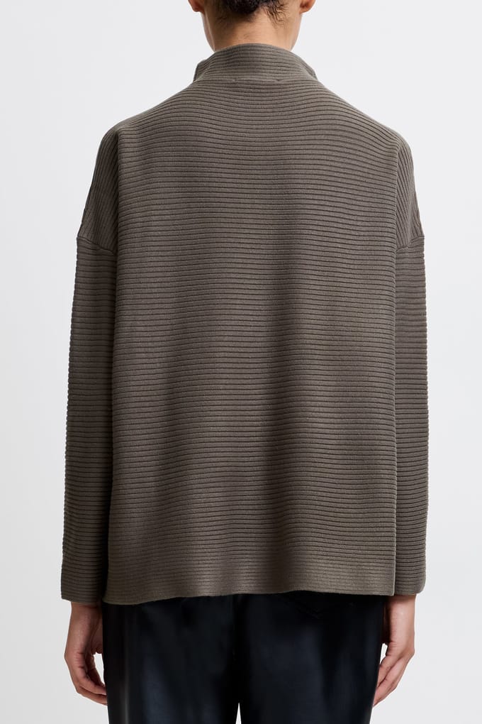 French Connection Babysoft Ribbed Mock Neck Jumper Tarmac Khaki Größe: S | Pullover Outlet | Damen | Braun