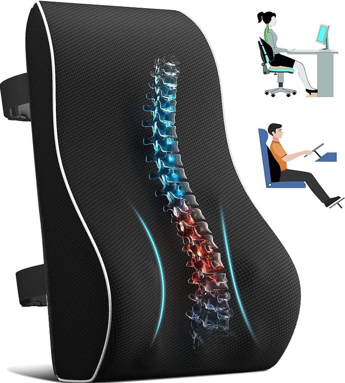 YONO Rugkussen Onderrug Ergonomisch - Bureaustoel - Memory Foam - Orthopedisch Lendekussen - Rugsteun