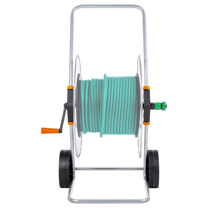 vidaXL - Tuinslangkar - voor - 110 - m - 1/2" - of - 80 - m - 3/4" - slang - staal