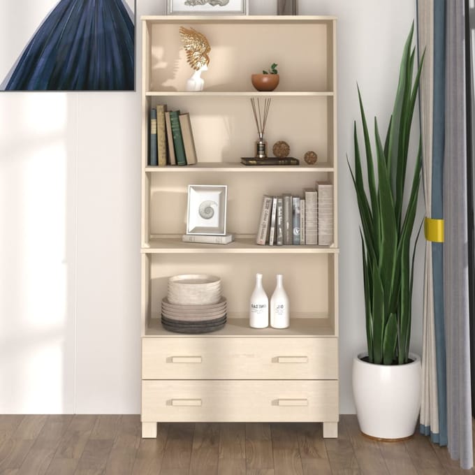 vidaXL - Hoge - kast - HAMAR - massief - grenenhout - honingbruin