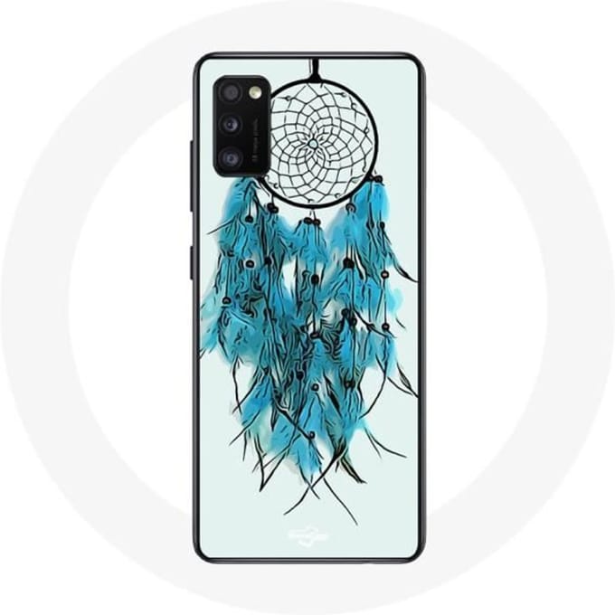 Samsung Galaxy A41 Case Dream Catcher Blauw Witte Achtergrond