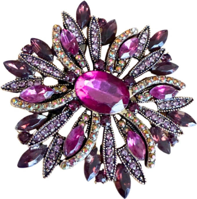 Broche- bloem- Bordeaux rood- 6.5 cm- goudkleur- kleding speld- Charme Bijoux