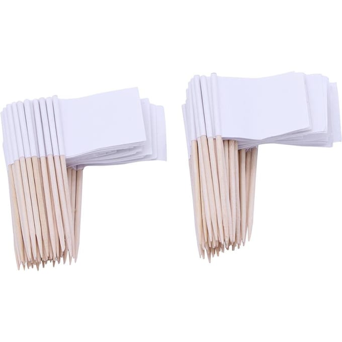 100 Pièces Toppers Cupcake Drapeau Cure-dents Drapeaux Marqueurs de Fromage Bâtonnets Topper Drapeau pour Fête Gâteau Nourriture blanc