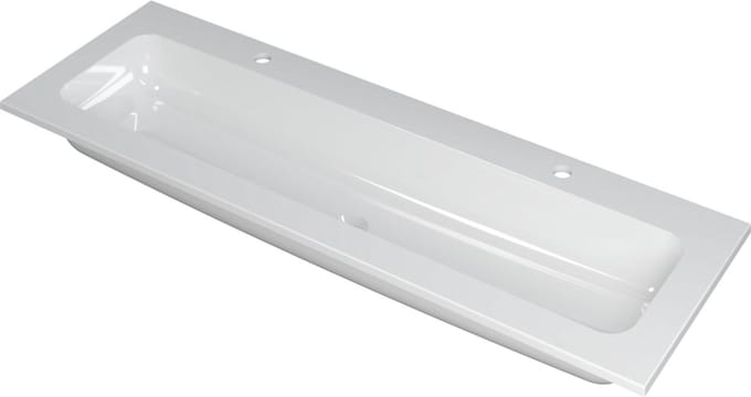 INK® Faktor wastafel polystone centraal met ,2 kraangaten, 140x45x1,5cm, glans wit