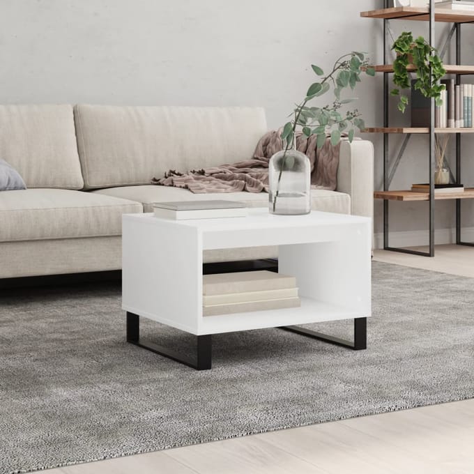 vidaXL - Salontafel - 60x50x40 - cm - bewerkt - hout - wit