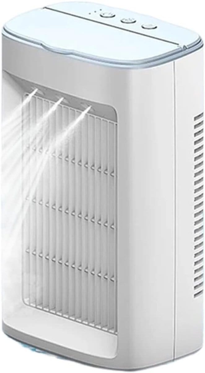 Mini Airco Ventilator - Luchtkoeler Bevochtiger - Persoonlijke Koeling - Waterspray Functie - Draagbaar - Wit