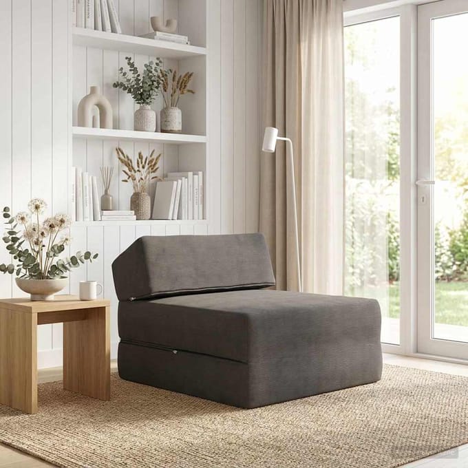 vidaXL - Vouwbare - Sofa - Bed - Donkergrijs - 60 - x - 70 - x - 41 - cm - Stof
